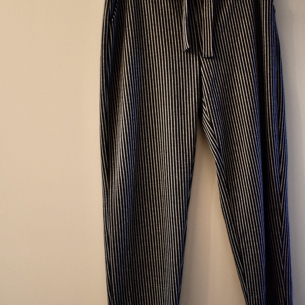 Navy and White Striped Pants